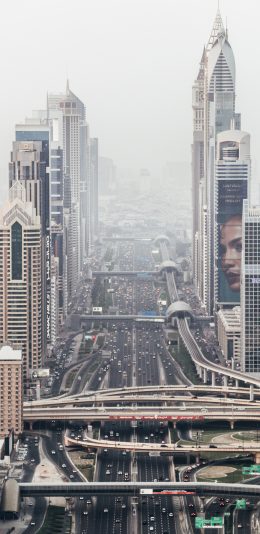 [2436x1125]城市 建筑 高楼大厦 车流 苹果手机壁纸图片