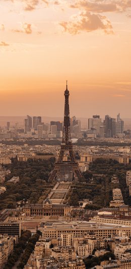 [2436x1125]城市 法国 巴黎铁塔 黄昏 苹果手机壁纸图片