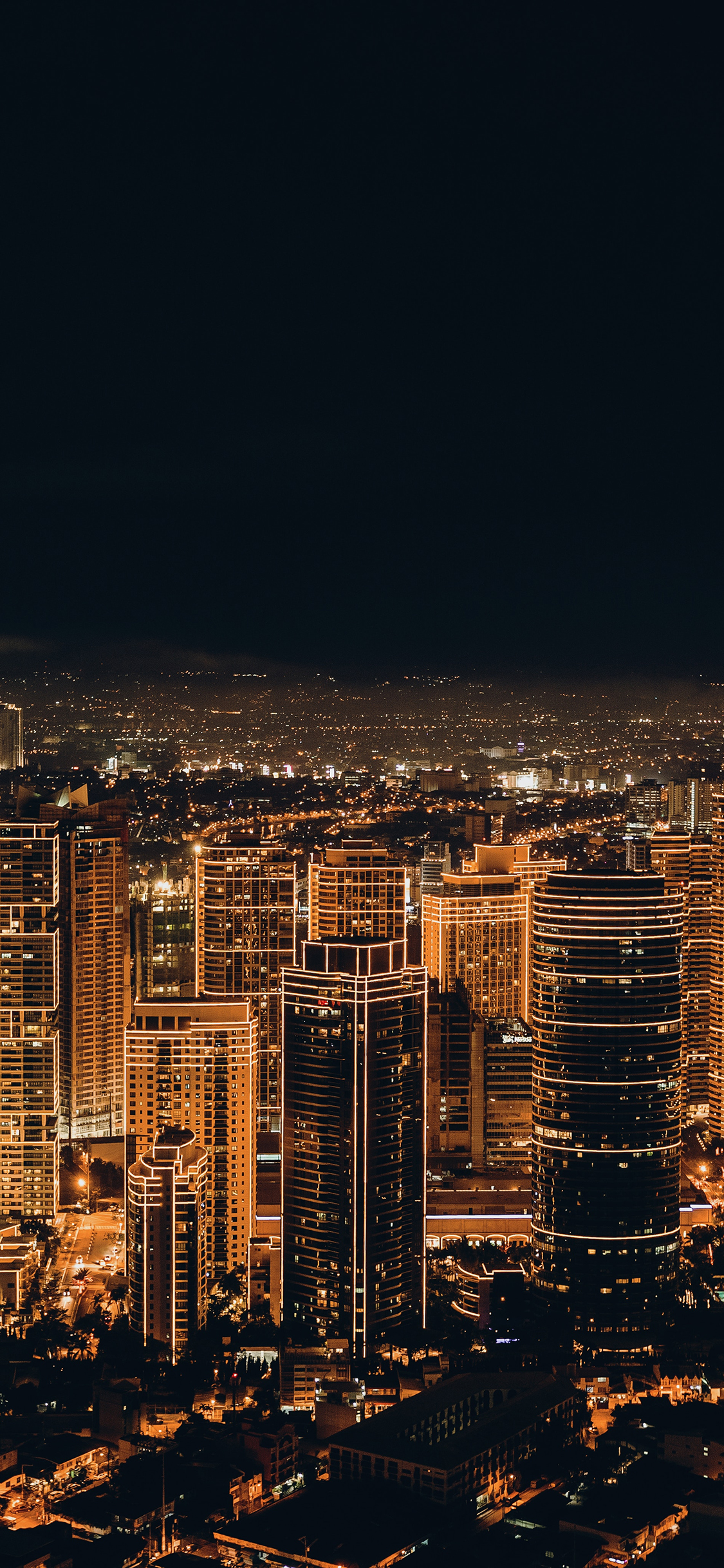 [2436×1125]城市 灯光 璀璨 夜晚 苹果手机壁纸图片