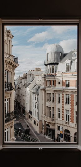 [2436x1125]城市 窗外 建筑 异域 街景 苹果手机壁纸图片