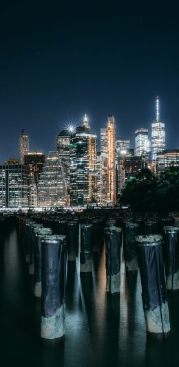 [2436x1125]城市 繁华 建筑 灯光 夜景 苹果手机壁纸图片