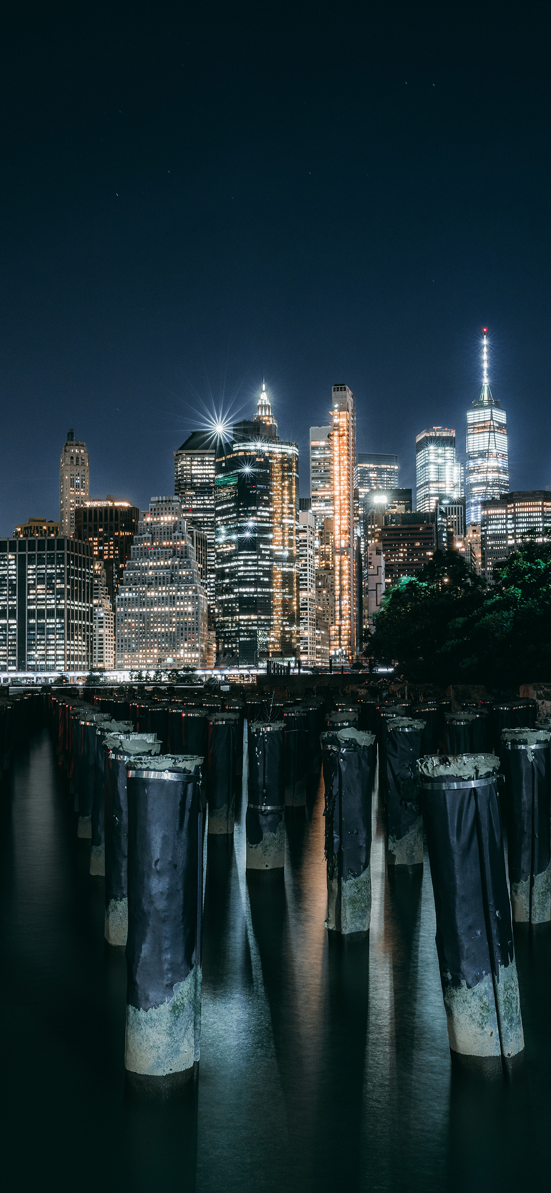 [2436×1125]城市 繁华 建筑 灯光 夜景 苹果手机壁纸图片