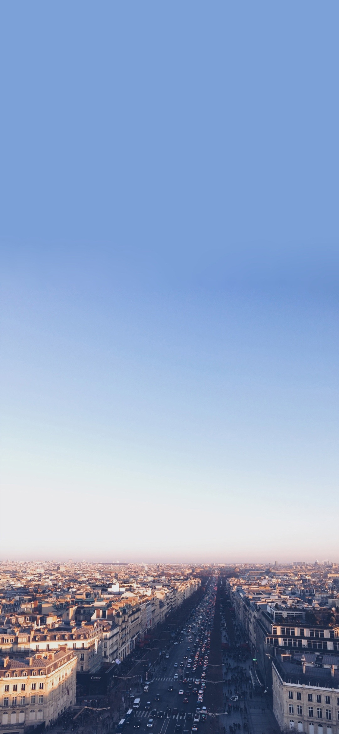 [2436×1125]城市 蓝天 车辆 建筑 苹果手机壁纸图片