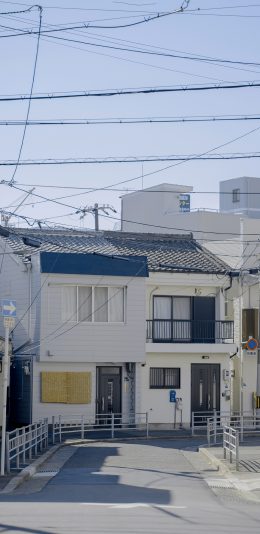 [2436x1125]城市 街道 房屋 日本 苹果手机壁纸图片
