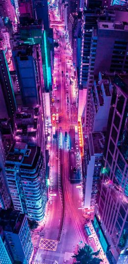 [2436x1125]城市 高楼大厦 灯光 夜景 苹果手机壁纸图片