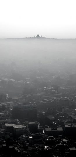 [2436x1125]城市 黑暗 地平线 朦胧 苹果手机壁纸图片