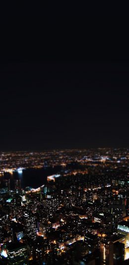 [2436x1125]城市夜景 建筑 楼房 繁华 都市 灯光 苹果手机壁纸图片