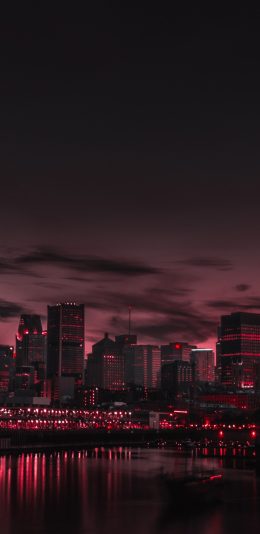 [2436x1125]城市夜景 建筑 高楼大厦 水面 倒影 苹果手机壁纸图片