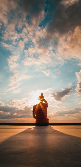 [2436x1125]夕阳 云彩 背影 阳光