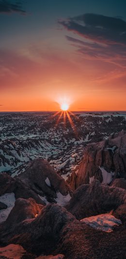 [2436x1125]夕阳 天空 昏暗 地平线 苹果手机壁纸图片