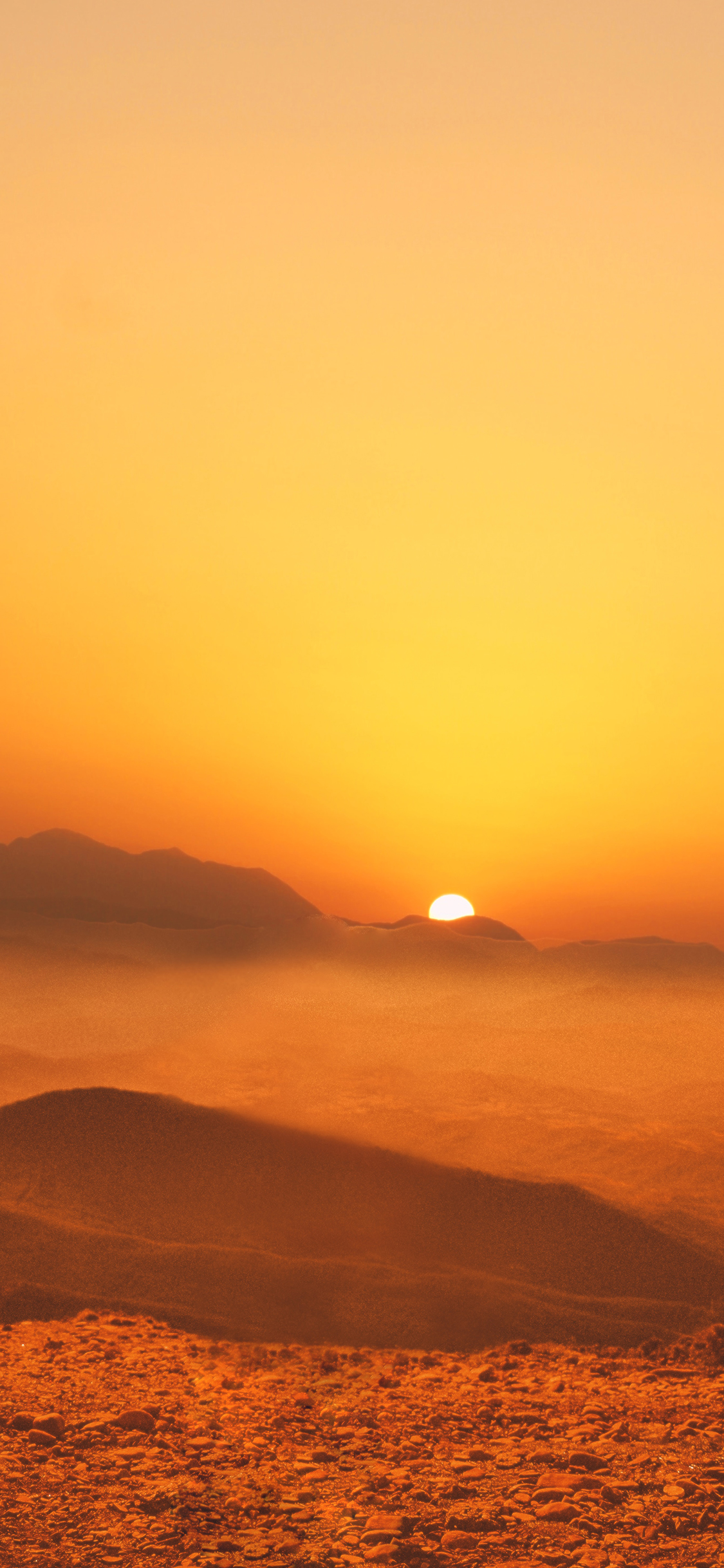 [2436×1125]夕阳 太阳 群山 云海 苹果手机壁纸图片