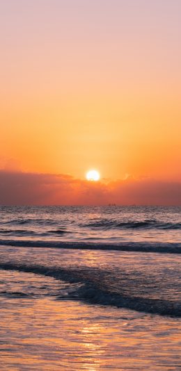 [2436x1125]夕阳 海平面 渐变 天空 苹果手机壁纸图片
