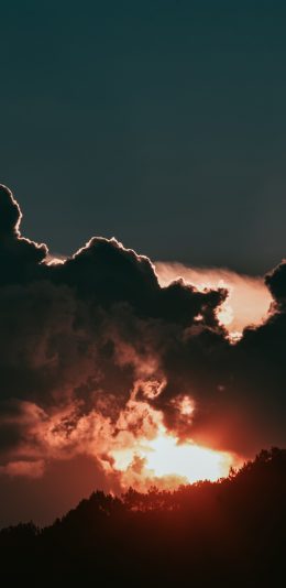 [2436x1125]夕阳 阳光 云层 苹果手机壁纸图片