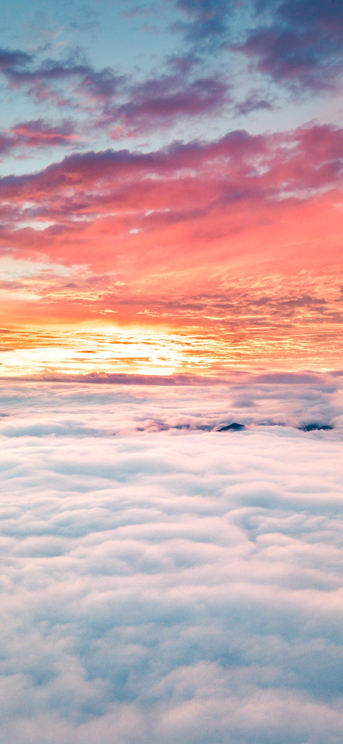 [2436×1125]夕阳 黄昏 云海 高空 渐变 唯美 苹果手机壁纸图片