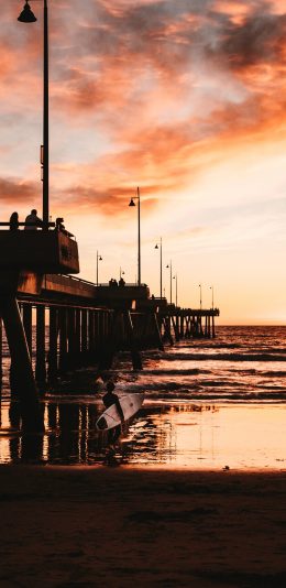 [2436x1125]夕阳美景 落日 唯美 大海 苹果手机壁纸图片