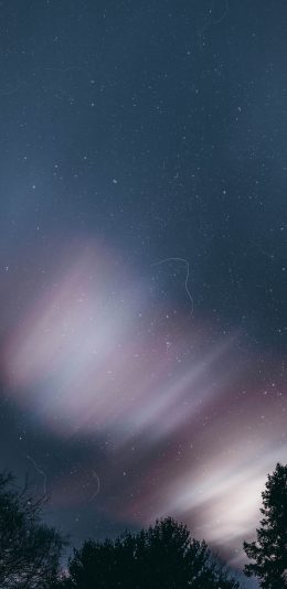 [2436x1125]夜晚 天空 极光美景 星空 苹果手机壁纸图片