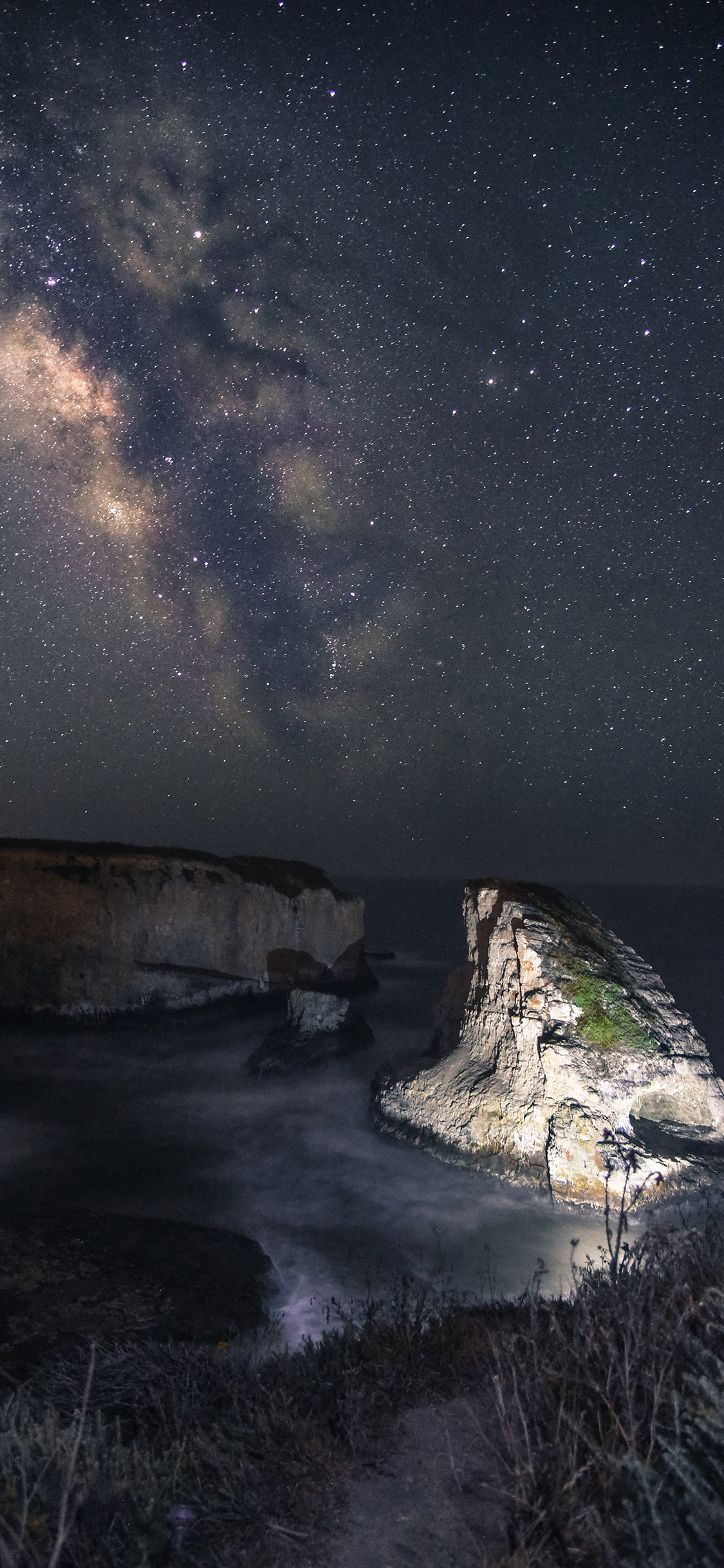 [2436×1125]夜晚 星空 唯美 天空 苹果手机壁纸图片