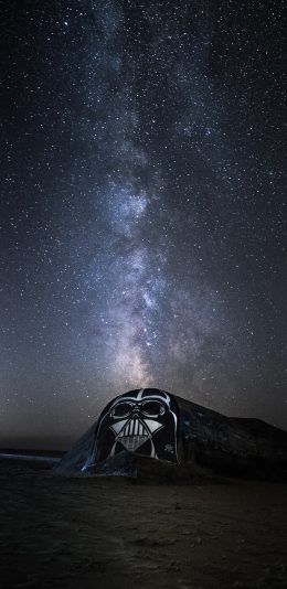 [2436x1125]夜晚 星空 涂鸦 面具 苹果手机壁纸图片