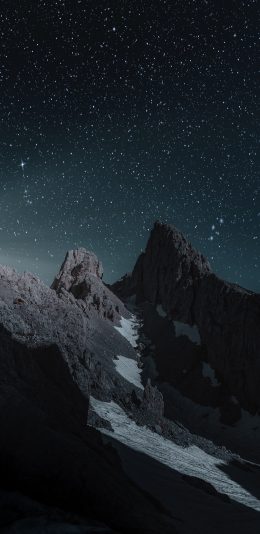 [2436x1125]夜晚 星空美景 山峰 苹果手机壁纸图片