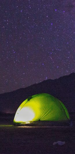 [2436x1125]夜晚 星空美景 帐篷 野营 苹果手机壁纸图片