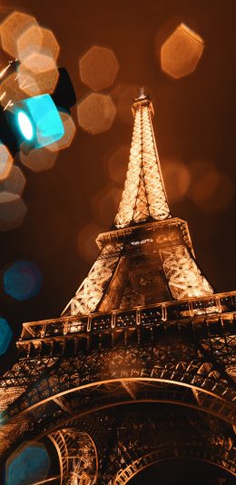 [2436x1125]夜晚 灯光 地标 法国 埃菲尔铁塔 苹果手机壁纸图片
