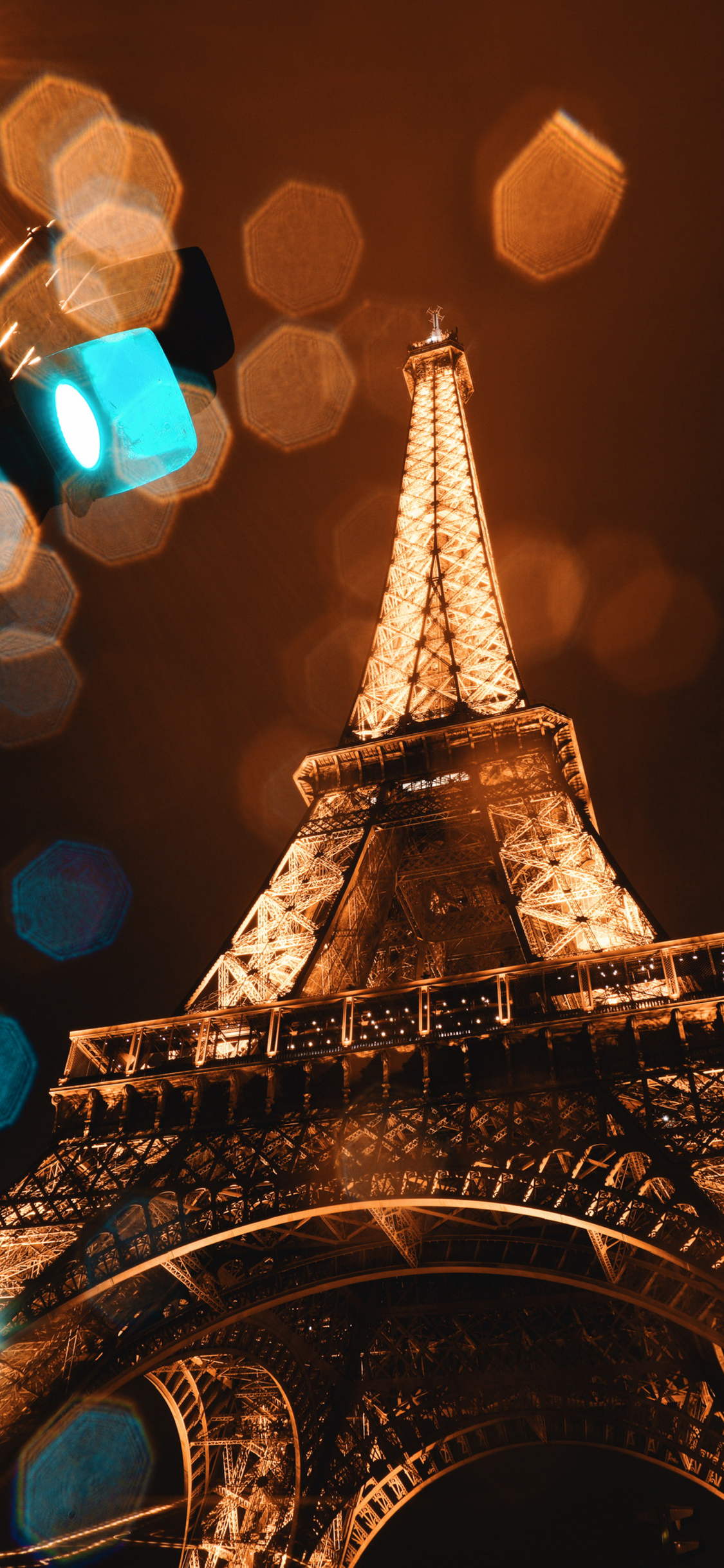 [2436×1125]夜晚 灯光 地标 法国 埃菲尔铁塔 苹果手机壁纸图片