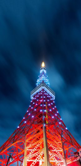 [2436x1125]夜晚 灯光 埃菲尔铁塔 建筑 特色 苹果手机壁纸图片