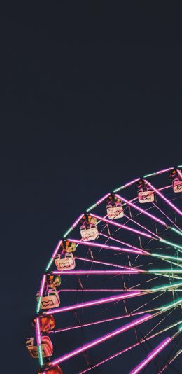 [2436x1125]夜晚 灯光 摩天轮  彩灯 苹果手机壁纸图片