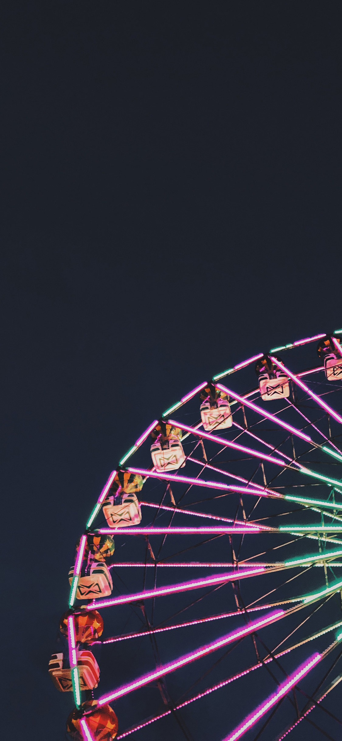 [2436×1125]夜晚 灯光 摩天轮  彩灯 苹果手机壁纸图片