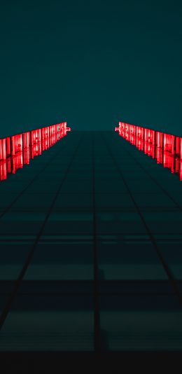 [2436x1125]夜晚 灯光 高桥 通往 苹果手机壁纸图片