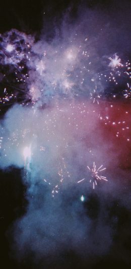 [2436x1125]夜晚 烟花 烟雾 璀璨 苹果手机壁纸图片