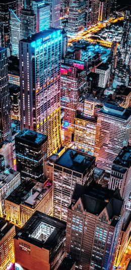 [2436x1125]夜景 城市 灯光 璀璨 高楼耸立 苹果手机壁纸图片