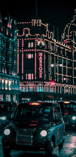 [2436x1125]夜景 城市 灯光 车辆 马路 建筑 苹果手机壁纸图片