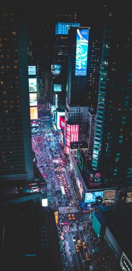 [2436x1125]夜景 城市 马路 建筑 车辆 繁华 都市 苹果手机壁纸图片