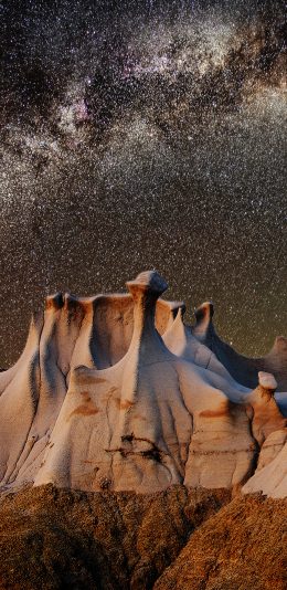 [2436x1125]夜景 山峰 星空 梦幻 苹果手机壁纸图片