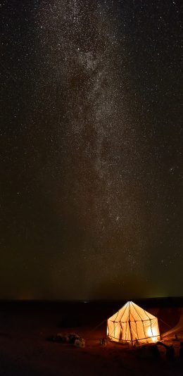 [2436x1125]夜景 帐篷 星空 璀璨 星河 苹果手机壁纸图片