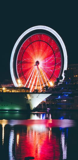 [2436x1125]夜景 摩天轮 灯光 娱乐 苹果手机壁纸图片