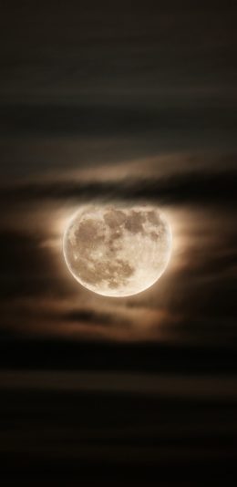 [2436x1125]夜景 月球 明亮 云层 苹果手机壁纸图片