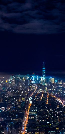 [2436x1125]夜景 灯光 建筑 城市 帝国大厦 苹果手机壁纸图片