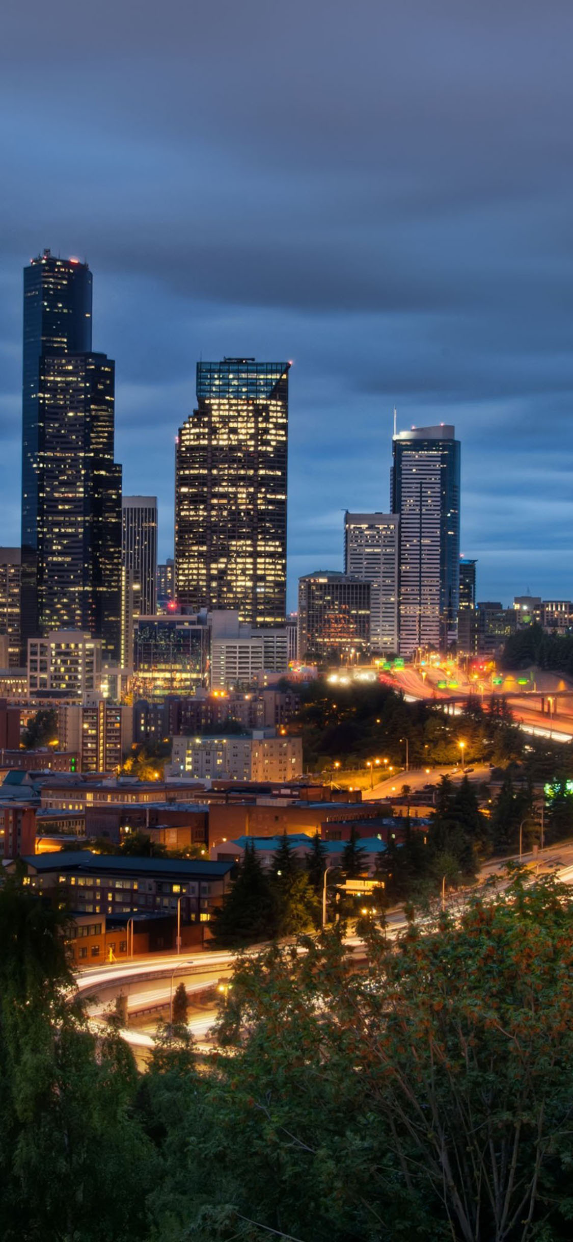 [2436×1125]夜景 繁华都市 灯光 苹果手机壁纸图片
