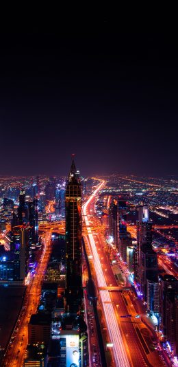 [2436x1125]夜景 迪拜 摩天楼 城市 现代 苹果手机壁纸图片