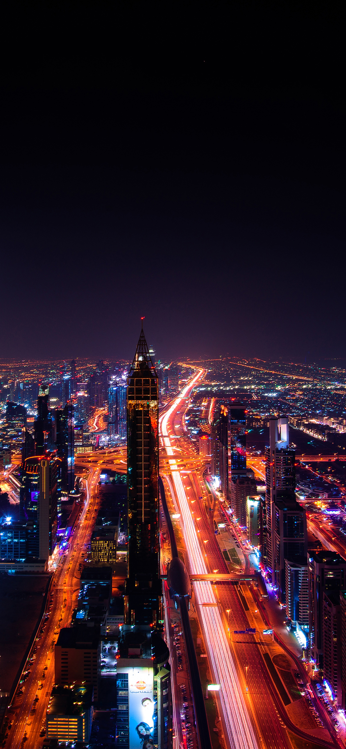 [2436×1125]夜景 迪拜 摩天楼 城市 现代 苹果手机壁纸图片