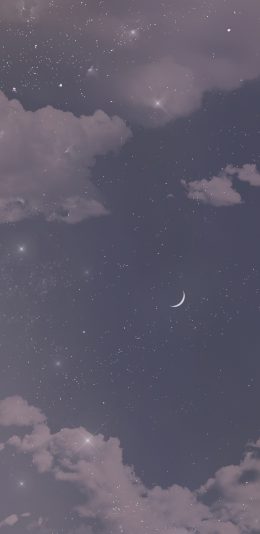 [2436x1125]夜空 云朵 天空 月亮 星空 星星 苹果手机壁纸图片