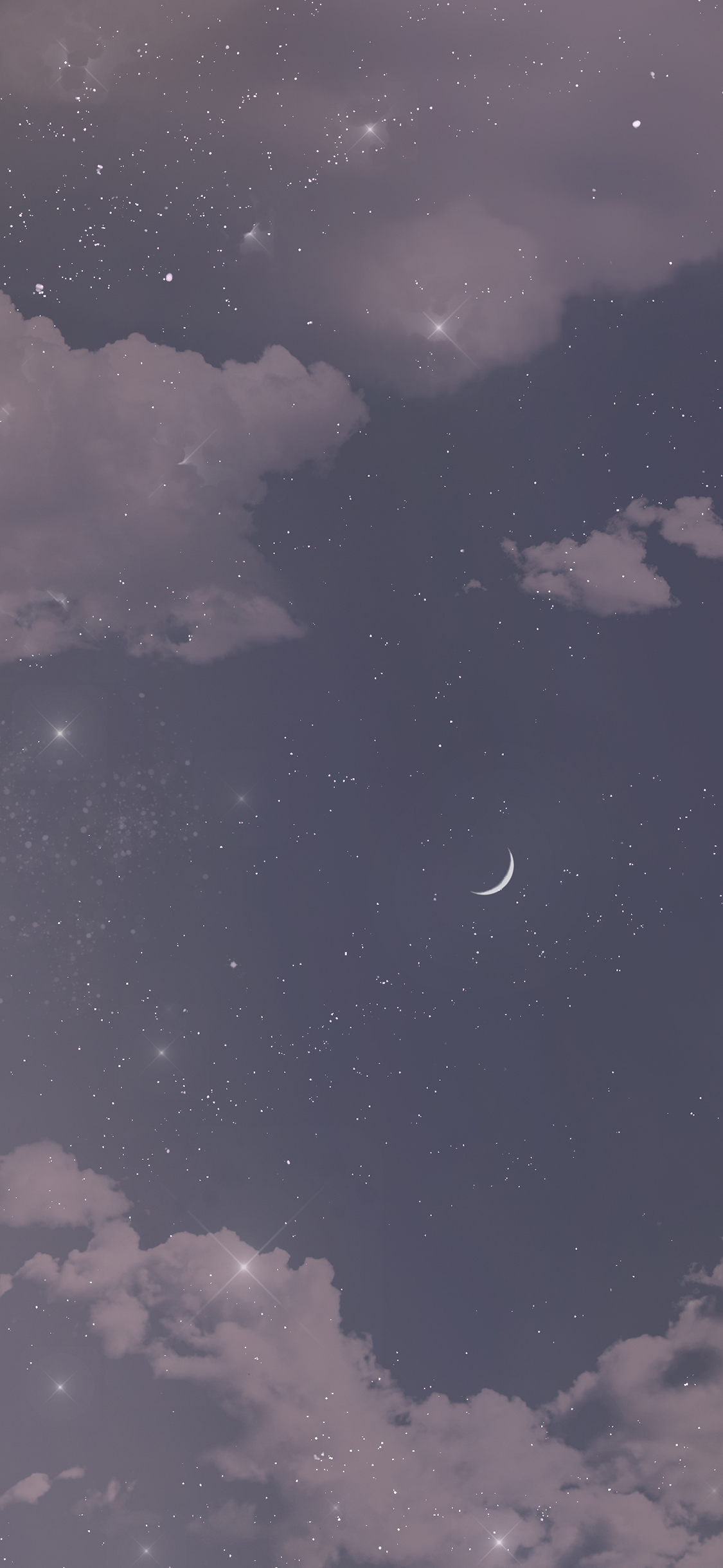 [2436×1125]夜空 云朵 天空 月亮 星空 星星 苹果手机壁纸图片