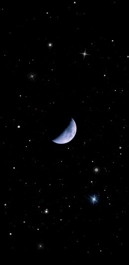 [2436x1125]夜空 星空 月亮 星星 黑色 苹果手机壁纸图片