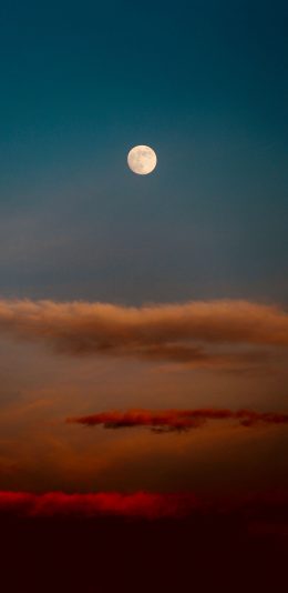 [2436x1125]夜空 月亮 云层 红云 苹果手机壁纸图片