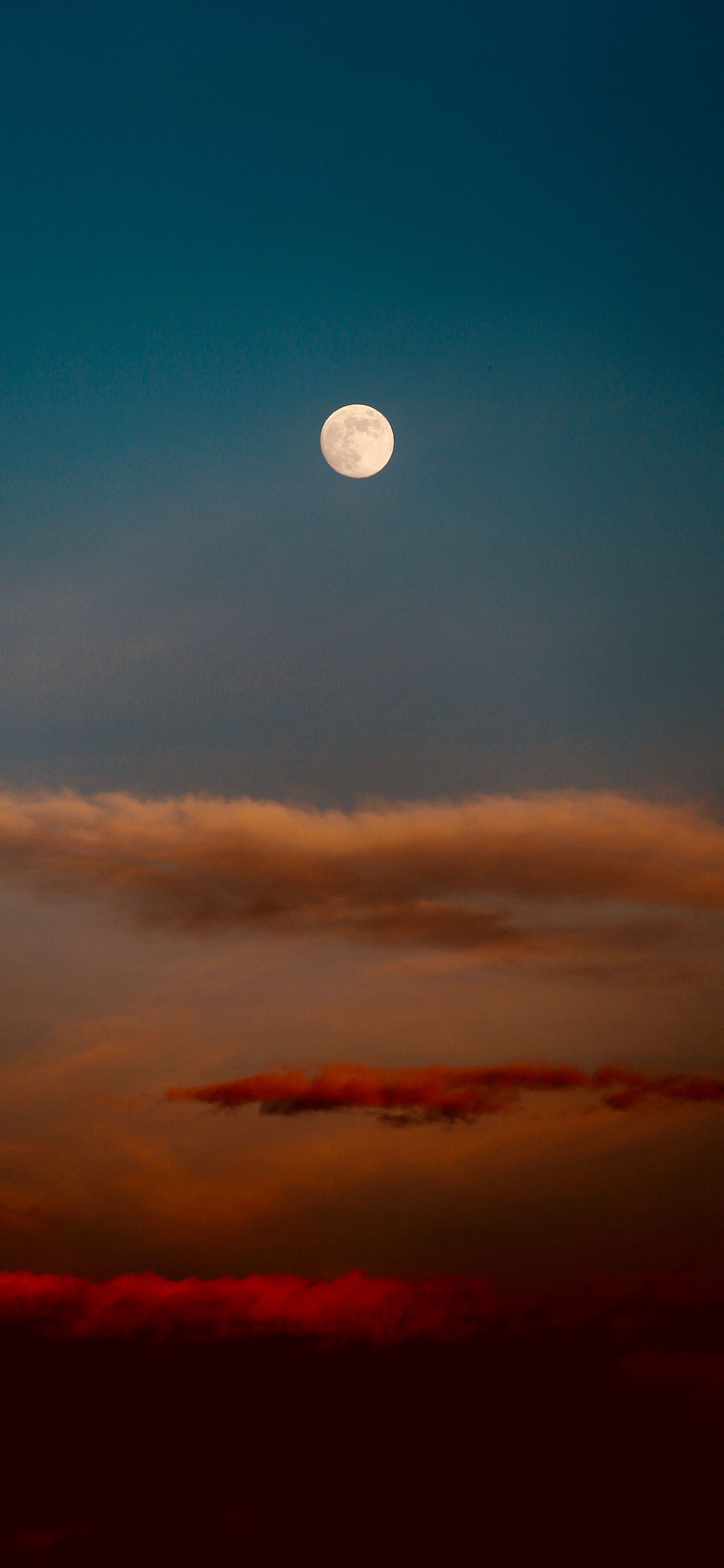 [2436×1125]夜空 月亮 云层 红云 苹果手机壁纸图片