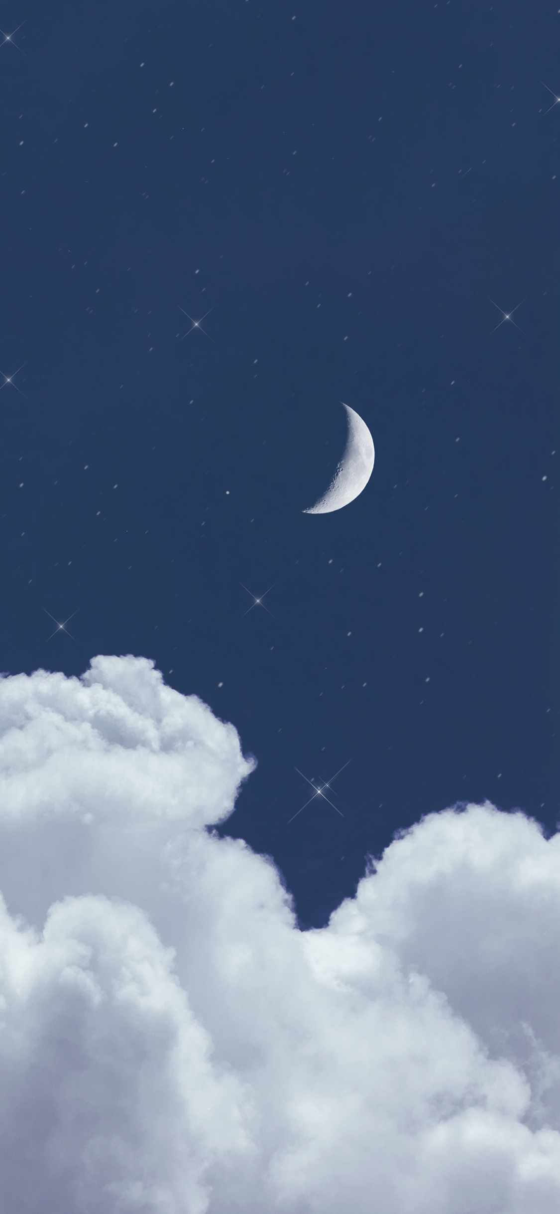 [2436×1125]夜空 月亮 云朵 星空 星星 苹果手机壁纸图片