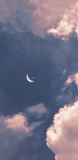 [2436x1125]夜空 月亮 星星 星空 唯美 苹果手机壁纸图片