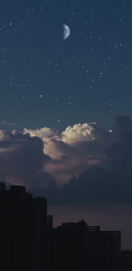 [2436x1125]夜空 月亮 星空 夜晚 苹果手机壁纸图片